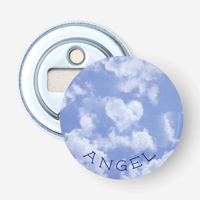 Heart Cloud Sky Cute Modern Blue Custom Wedding Bottle Opener (Front)