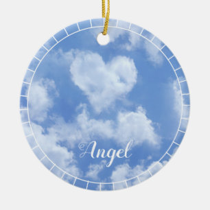Heart Cloud Sky Cute Modern Blue Custom Wedding Ceramic Tree Decoration