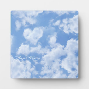 Heart Cloud Sky Cute Modern Blue Custom Wedding Plaque