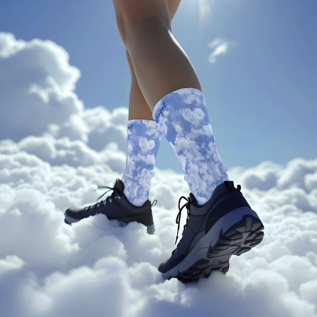    Heart Cloud Sky Cute Modern Blue Custom Wedding Socks (Creator Uploaded)