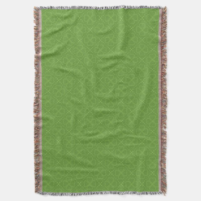 Heart Clover Pattern Throw Blanket (Front Vertical)