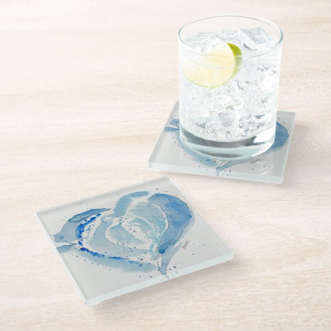 Heart Coaster Blue  (Angled)