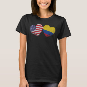 Heart Colombian American Flag Patriotic Family Her T-Shirt