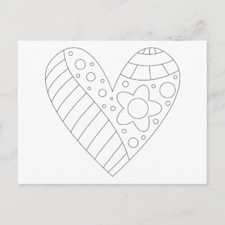 Heart Colouring Design Postcard