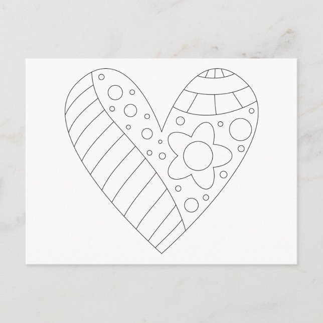 Heart Colouring Design Postcard (Front)