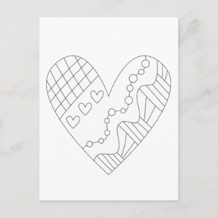 Heart Colouring Design Postcard