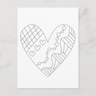 Heart Colouring Design Postcard
