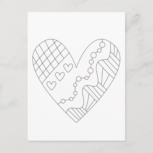 Heart Colouring Design Postcard (Front)