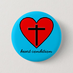 heart condition 6 cm round badge