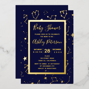Heart constellation stars navy blue baby shower