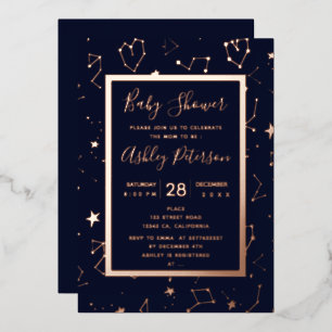 Heart constellation stars navy blue baby shower 
