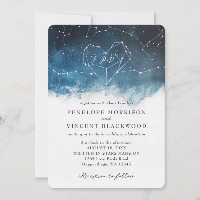Heart Constellation wedding invitation (Front)