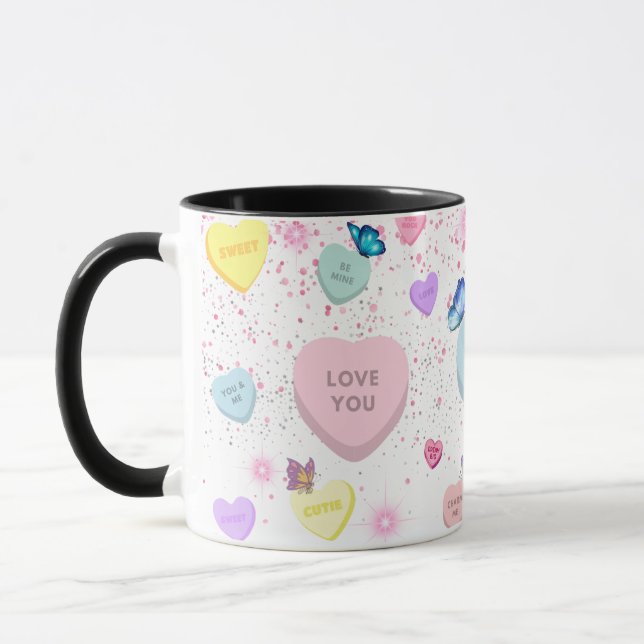 Heart Conversation Coffee Mug with Butterflies (Left)