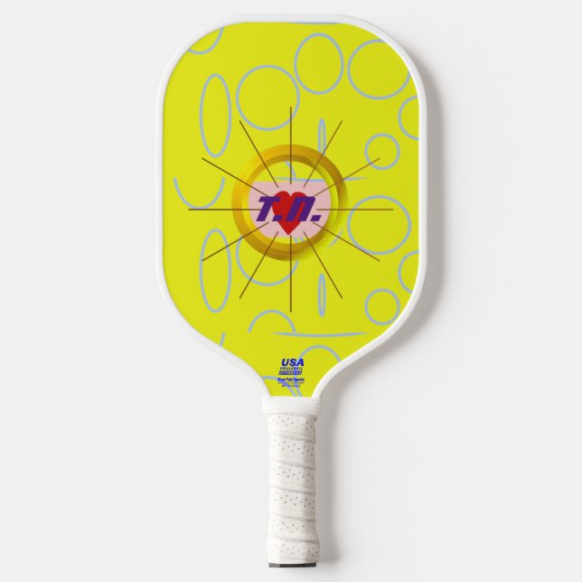 Heart Cool Yellow Pickleball Paddle (Front)