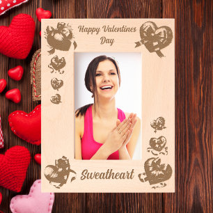 Heart Coquette Valentines Gift Laser Wooden Etched Frames