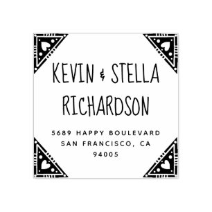 Heart Corners Wedding Return Address Rubber Stamp