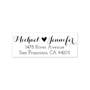 Heart Couple Return Address Rubber Stamp