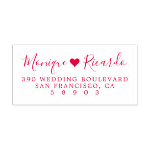 Heart Couple Script Wedding Return Address Self-inking Stamp
