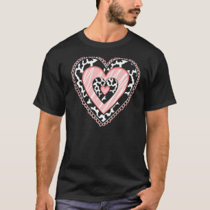 Heart Cow Pattern Farm Farmer Women Girls Kids T-Shirt