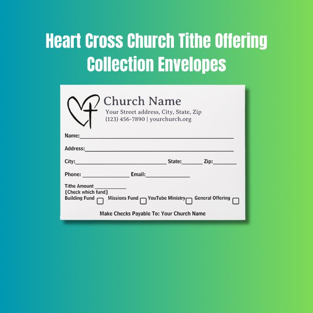 Heart Cross Church Tithe Offering Collection Envelope (Creator Uploaded)