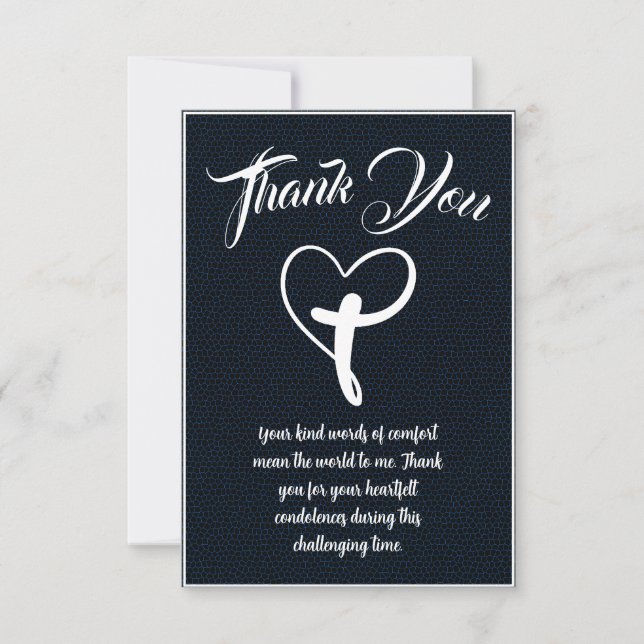 Heart Cross Thank You Message For Condolences (Front)