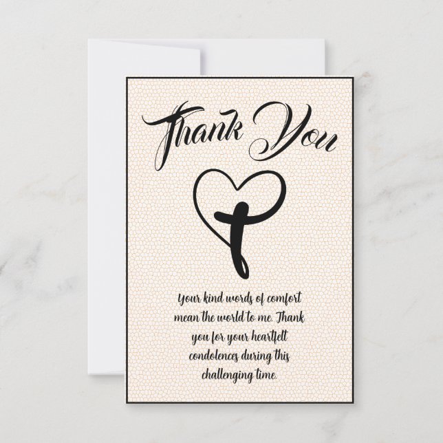Heart Cross Thank You Text Message For Condolences (Front)