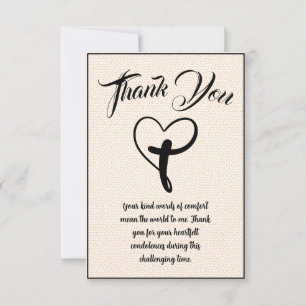 Heart Cross Thank You Text Message For Condolences Card