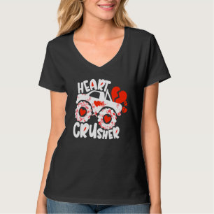 Heart Crush Crusher Monster Truck Hearts Day Valen T-Shirt