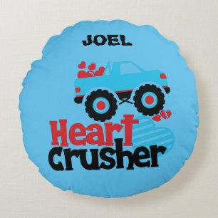 HEART CRUSHER TRUCK PERSONALIZED THROW PILLOW! ROU ROUND CUSHION