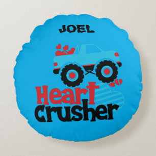 HEART CRUSHER TRUCK PERSONALIZED THROW PILLOW! ROU ROUND CUSHION