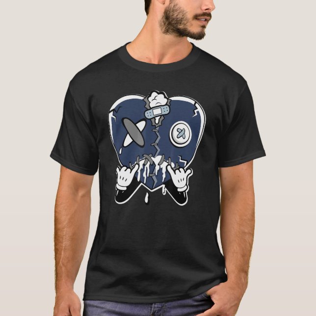 Heart Crying  Midnight Navy 6s Matching T-Shirt (Front)
