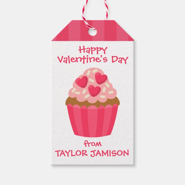 Heart Cupcake Personalised Valentine's Gift Tags (Front)