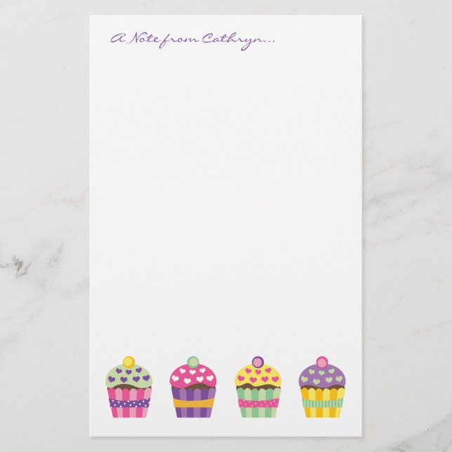 Heart Cupcake Stationery (Front)