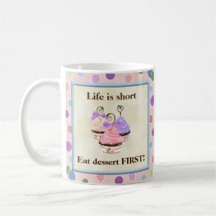 Heart Cupcake Trio Life is Short - Mouse Pad Coffee Mug