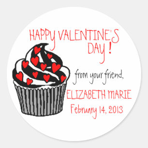 Heart Cupcake Valentine's Day Classic Round Sticker