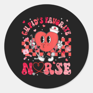 Heart Cupids Favourite Nurse Valentines Day Rn Cna Classic Round Sticker