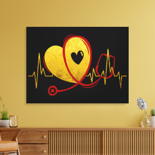 Heart Curve With Medical Stethoscope 1 Canvas Print