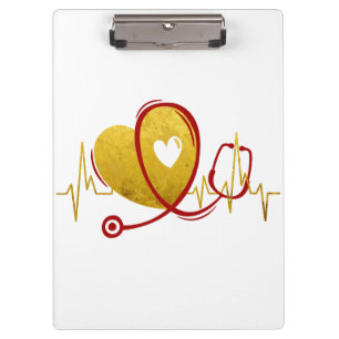 Heart Curve With Medical Stethoscope 1 Clipboard