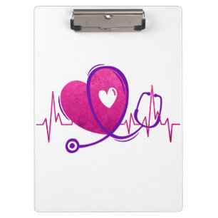 Heart Curve With Medical Stethoscope 2 Clipboard