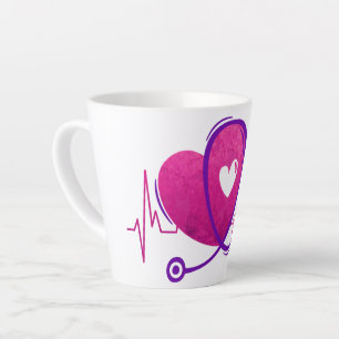 Heart Curve With Medical Stethoscope 2 Latte Mug