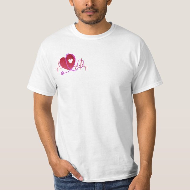 Heart Curve With Medical Stethoscope 3 T-Shirt (Front)