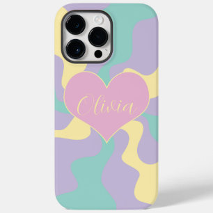 Heart Custom - Pastel Pink, Yellow, Purple & Green Case-Mate iPhone 14 Pro Max Case