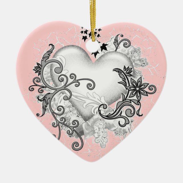 Heart (customisable) ceramic tree decoration (Front)
