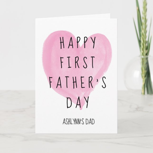Heart Cute First Father's Day Card (Front)