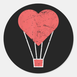 Heart Cute Hot Air Balloon Classic Round Sticker