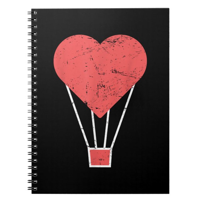 Heart  Cute Hot Air Balloon Notebook (Front)