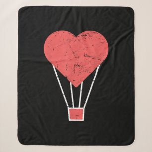 Heart Cute Hot Air Balloon Sherpa Blanket