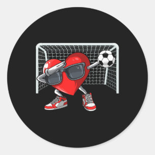 Heart Dab Valentines Day Soccer Player Lover For M Classic Round Sticker
