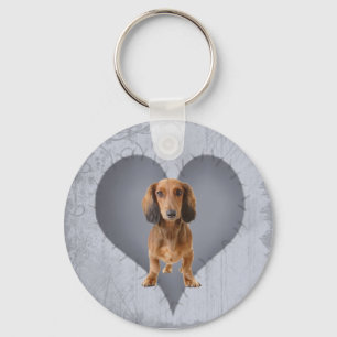 Heart Dachshund Key Ring