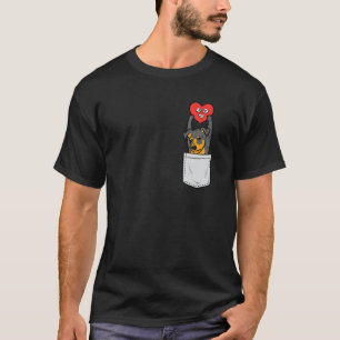 Heart Dachshund Pocket Valentines Day Cute Dog Pup T-Shirt